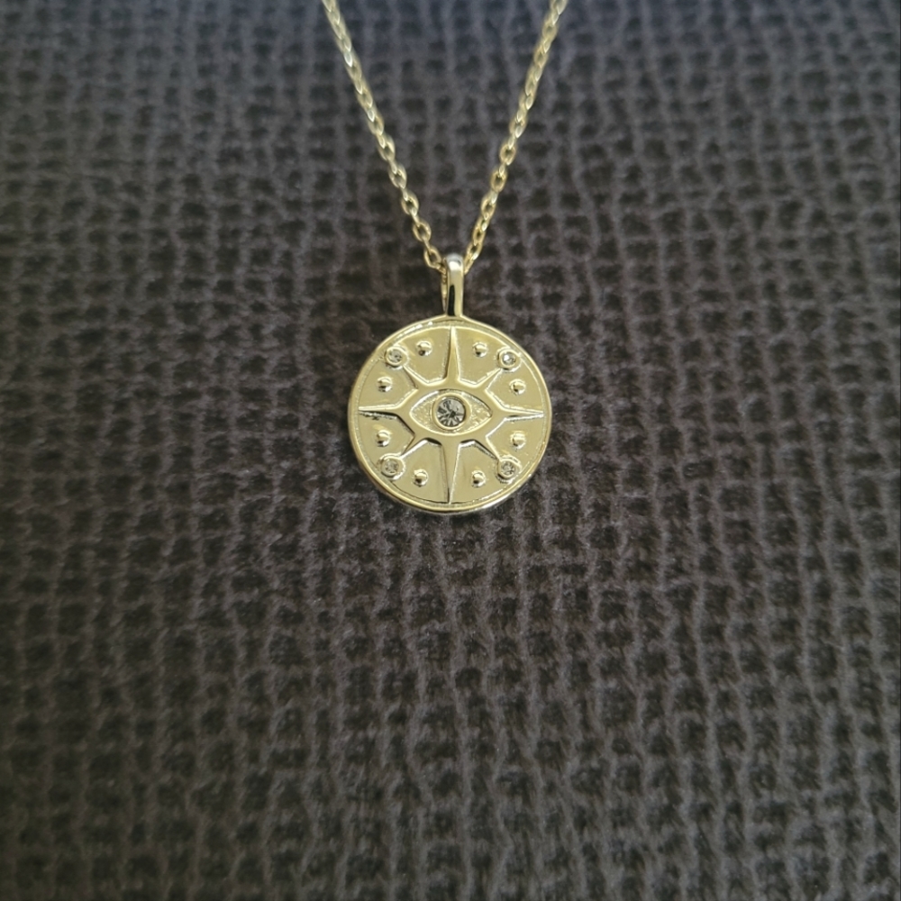 Evil😈 Eye👁 Reversible Disc📀 Pendant Necklace - NIB
